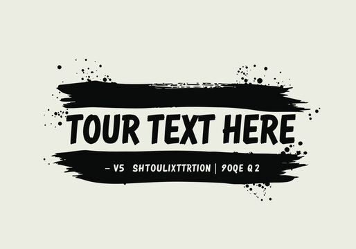 Bold black brush stroke with distressed texture and white text overlay for graphic design and advertising purposes