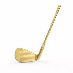 A shiny gold golf club standing vertically,