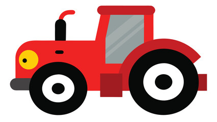 Red tractor illustration isolated on white background, a symbol of agriculture and farming, representing rural life and agricultural machinery