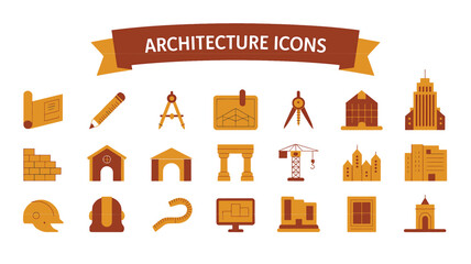 Collection of Flat Architecture Icons