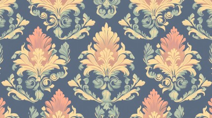 Elegant damask seamless pattern in pastel colors.
