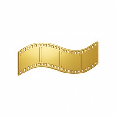 Fototapeta premium A decorative piece of golden film strip, bending in a wavy pattern,