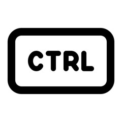 Illustration of a black ctrl key icon with rounded corners and white background in a simple style