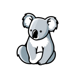 Obraz premium Cute Cartoon Koala Sitting Upright on White Background