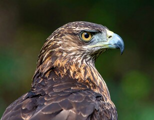 Close-up of a golden eagle's head and neck.  Sharp focus, natural light