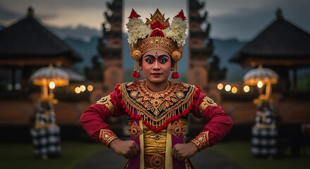 Obraz premium Woman in Traditional Costume Performing Cultural Dance