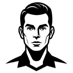 Minimalist Silhouette of a Man's Face Avatar Profile in Front View