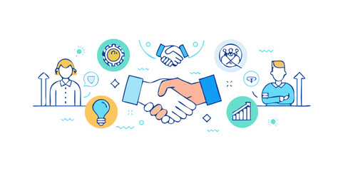 Collaboration banner web icon vector illustration concept for teamwork and working together with icon of support, teamwork, communication, trust, handshake, motivation, inspiration, and success .icon