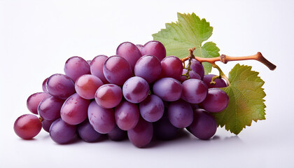Vibrant Ripe Purple Grape Cluster On White Background