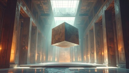 Ancient hall, floating cube