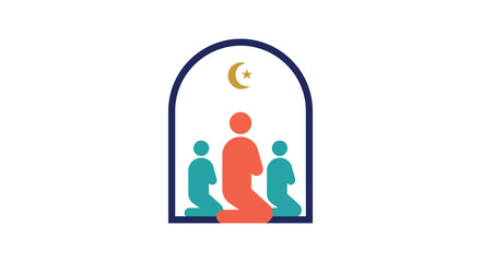 Family silhouette within an arched window featuring a crescent moon design