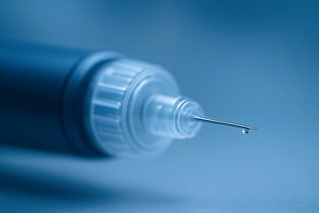 Macro shot of a syringe needle with a droplet at the tip, emphasizing medical precision, sterile preparation, and the importance of safe injections in healthcare practice.
