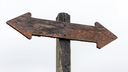 A rusty arrow pointing to the right.