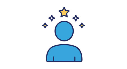 A simple illustration of a person with stars above their head