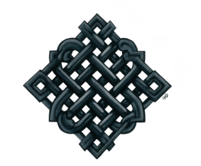 Intricate celtic knot design with a square shape isolated on transparent background