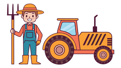Obraz premium Black tractor vector illustration isolated on white background farm vehicle, agricultural machinery, farming equipment, rural transport, countryside