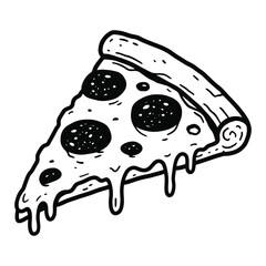 black and white pizza illustration