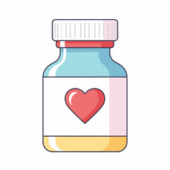 Heart Health Supplement Bottle with Red Heart Symbol.
