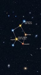 Fototapeta premium Star Constellation Chart Showing Taurus and Connected Stars with Labels