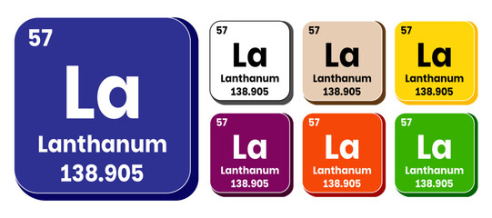La, Lanthanum element vector icon set, periodic table element. Vector illustration EPS 10 File. Isolated on white background.