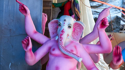 Half-Finished Ganesha Statue as Part of Durga Puja Murti