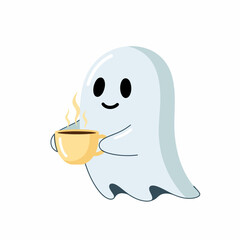 Cute Ghost Enjoying a Warm Beverage.