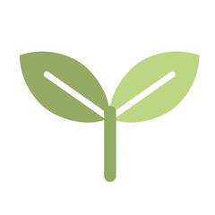 Simple Green Sprout Icon with Two Leaves and Stem Flat Design.