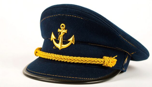Navy-blue captain's hat with gold anchor