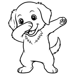 Fototapeta premium Cartoon golden retriever puppy doing the dab pose isolated on white background
