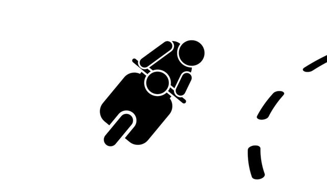 A motorbike tilts smoothly while taking a turn, symbolizing skill, balance, agility, and precise control while moving through dynamic motion