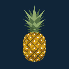 Crisp and refreshing illustration of a ripe pineapple, a tropical fruit with a spiky green crown, presented in a vector format