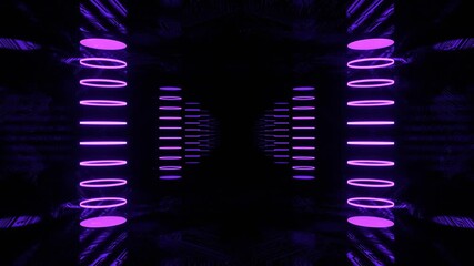 Purple Neon Cyber ​​Highway with Hologram Columns Background VJ Loop in 4K - Powered by Adobe