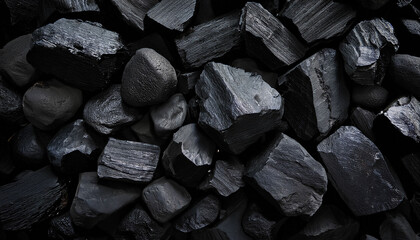 Raw Coal S Rugged Elegance A Detailed Overhead Perspective Of Raw Coal With Its Dark Rough Texture And Varied Sizes Presents A Powerful Scene Ideal For Illustrating The Earth S Raw