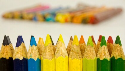 Colorful pencils in sharp focus