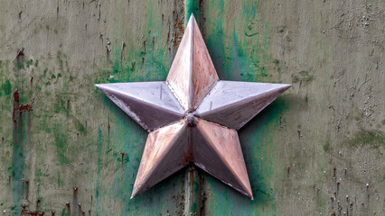 steel star on the iron surface in Chernobyl