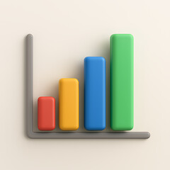 Colorful 3d bar chart showing upward trend and growth