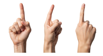 Number One Hand Gesture Set Pointing Finger Illustration Direction Sign Guidance Isolated on transparent background