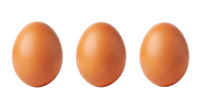 Three brown eggs on a black background Food still life photography Egg protein nutrition on transparent background