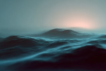 Fototapeta premium An artistic depiction of a mist-covered landscape with smooth, flowing hills under a gentle, diffused light, evoking a dreamy and peaceful atmosphere suitable for backgrounds or creative projects.