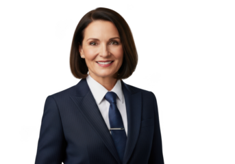 Professional businesswoman corporate headshot portrait smiling executive leader isolated on transparent background