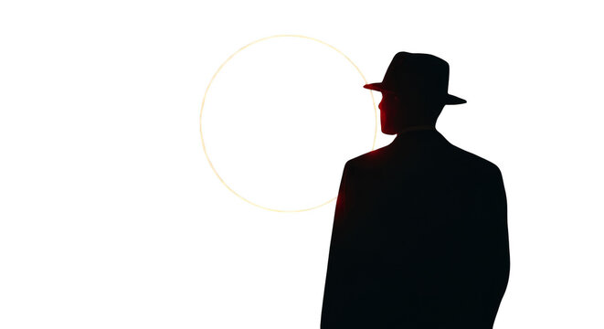 Shadowy figure peers through electric halo - Powered by Adobe