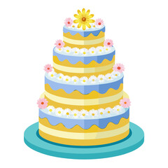Blue Wedding Cake with Flowers