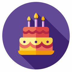 Flat Birthday Cake with Candles