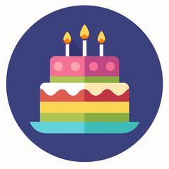 Colorful Birthday Cake with Candles