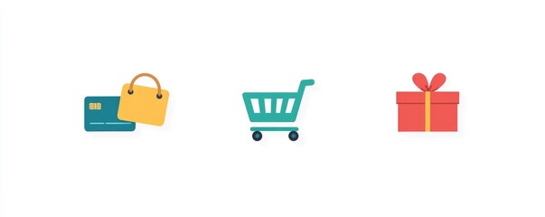 Shopping and Gift Icons Set.