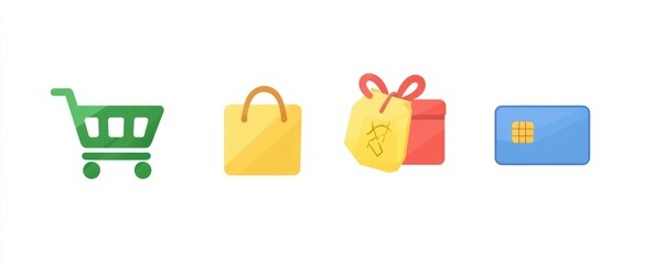 Shopping and Gift Icons Set.