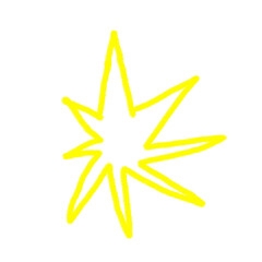 yellow star icon doodle illustration for scrapbook. PNG