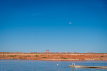 Empty Boat Dock on Lake Powell at Sunset, Page, Arizona, USA