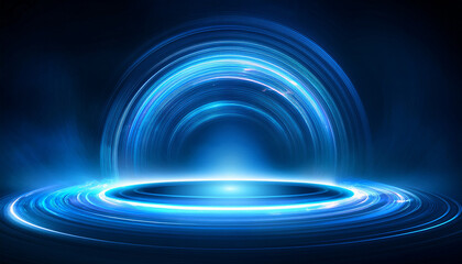 Portal Light Effect On A Dark Background Light Bright Blue Swirl Bright Light Round Teleport Podium
