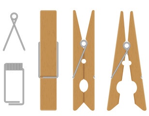 clothespins made of wooden cartoon stock vector illustration isolated on white background